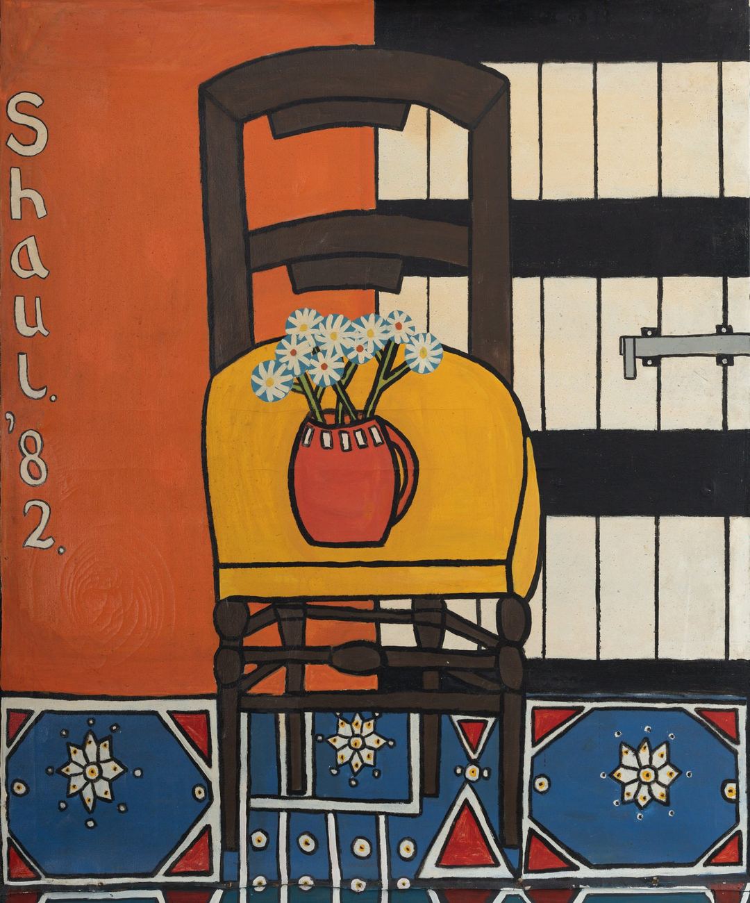 Chair and barn door, 1982. Painting by Terry Shaul.