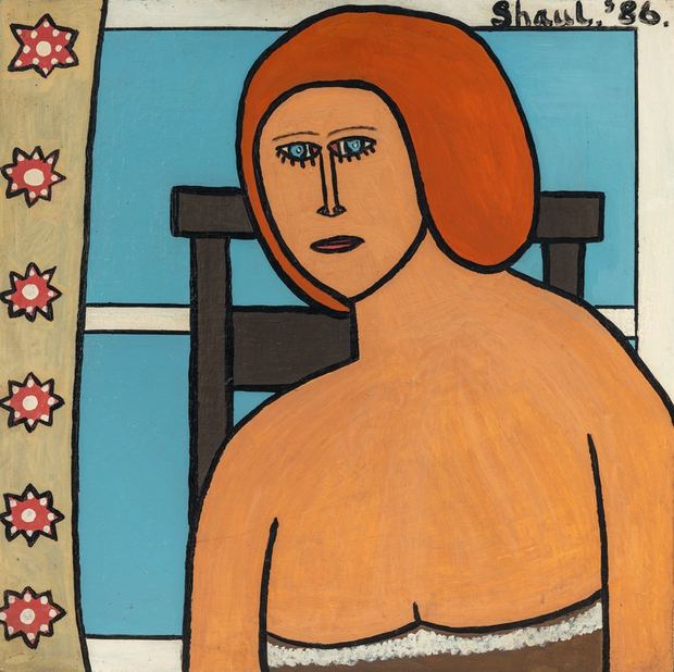 Orange haired lady, 1986. Painting by Terry Shaul.